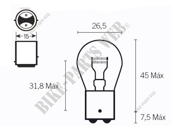 Light, bulb 12 volts 21/5W base S25/BAY15D - 1079293